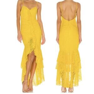 NBD Size M Rosaleen Sleeveless Maxi Dress Yellow Lace Fairy Mermaid NWT